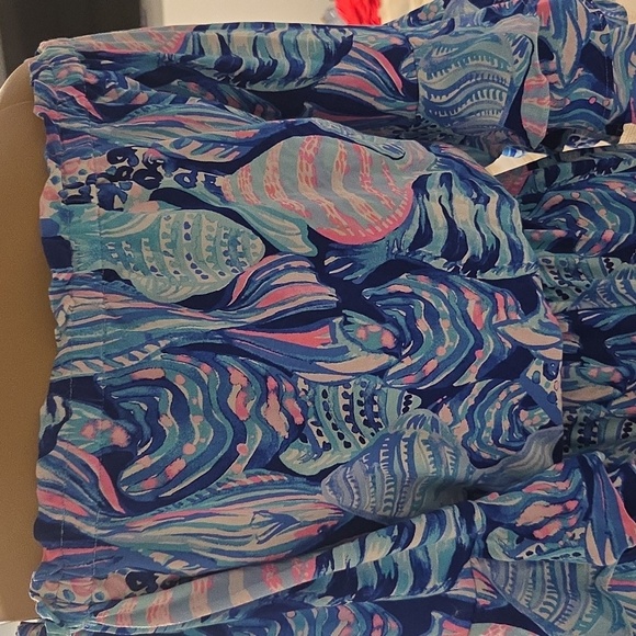 Lilly Pulitzer Vibrant Blue and Pink Ruffle Romper - Picture 6 of 10